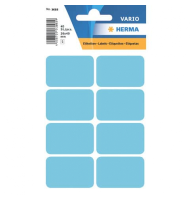 Etiketten Vario 3693, blau, 26x40mm, rechteckig