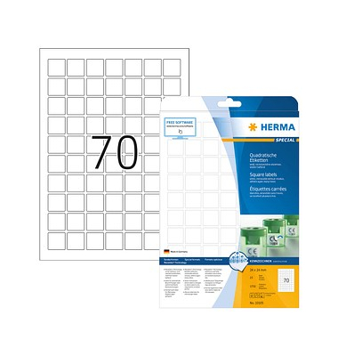 Etiketten Special 10105, wei&szlig;, 24x24mm, quadratisch