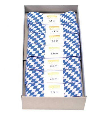 Zierband 147225871525, Bayernraute, 25mm x 2,5m, weiß/blau Zierband 147225871525, Bayernraute, 25mm x 2,5m, weiß/blau