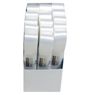 Doppelsatinband 1172015011503, 15mm x 3m, weiß