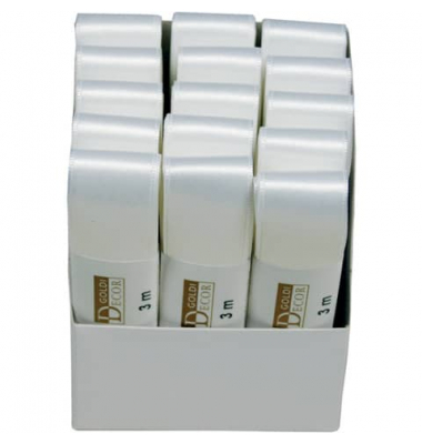 Doppelsatinband 1172025011503, 25mm x 3m, weiß