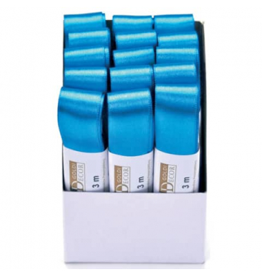 Doppelsatinband 1172025371503, 25mm x 3m, aquablau