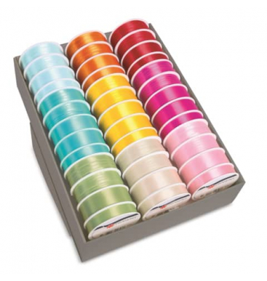 Zierband 1236-099, Satin Uni, 6,11,15,25mm x 6,5,4,3m, 9 Farben sortiert