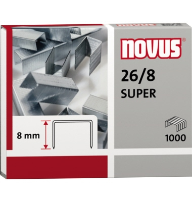 Heftklammern SUPER 26/8, 040-0199, Stahldraht verzinkt, Heftleistung 30 Blatt max.