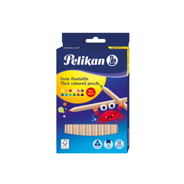 4012700700049 - Dreikant-Buntstifte Jumbo 12er Kartonetui Lnge 175 mm Minenstrke 50 mm farbig sortiert - 1 Stck (700047) (700047) - Pelikan