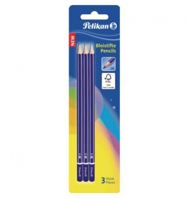 Bleistift-Set GP2B/3, 978783, 3x blau, k.A., 2B