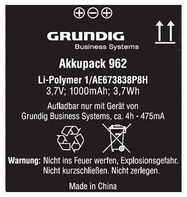 Digta-Akku 962, 3,7 Volt