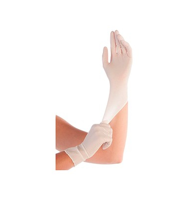 Einweghandschuhe Hygostar Elastic, Synthetik, lebensmittelecht, weiß, Größe 8 / M,