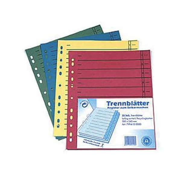 4018924919922 - Trennblätter 9519908420 A4 farbig sortiert 230g Recyclingkarton 4018924919922 20 Stück