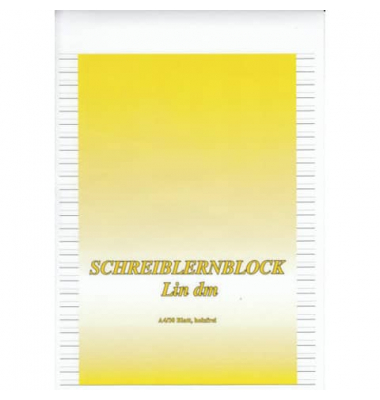 Schreiblernblock 1231, Lineatur DM / liniert mit Rahmen / keine, A4, 70g, gelb, 30 Blatt / 60 Seiten