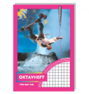 Oktavheft 2407, Lineatur 52 / kariert, A6, 70g, rosa, 32 Blatt / 64 Seiten