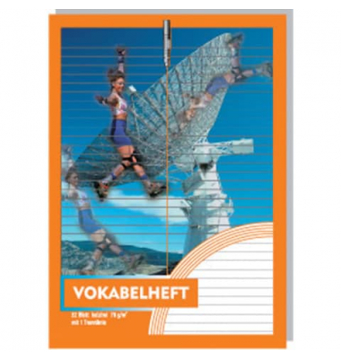 Vokabelheft 2451, Lineatur 53 / liniert / 2 Spalten, A4, 70g, orange, 32 Blatt / 64 Seiten