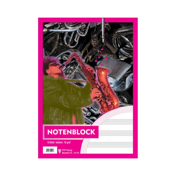 20 Stück Penig Notenheft 2470, Lineatur 14 / Notenlinien / keine, A4, 70g, rosa, 10 Blatt / 20 Seiten 4019333024702 Penig