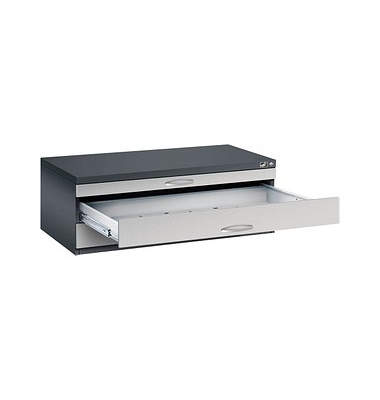 7100 Planschrank silber/schwarz 3 Schubladen