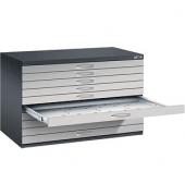 7100 Planschrank silber/schwarz 10 Schubladen