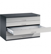 7100 Planschrank silber/schwarz 5 Schubladen