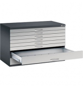 7100 Planschrank silber/schwarz 8 Schubladen