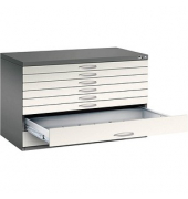 7100 Planschrank weiß/grau 8 Schubladen