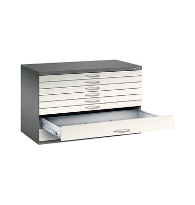 7100 Planschrank weiß/grau 8 Schubladen