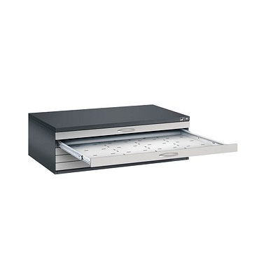 7200 Planschrank silber/schwarz 5 Schubladen