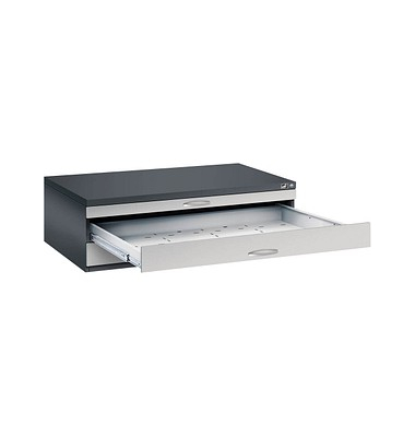7200 Planschrank silber/schwarz 3 Schubladen