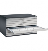 7200 Planschrank silber/schwarz 10 Schubladen
