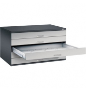 7200 Planschrank silber/schwarz 5 Schubladen