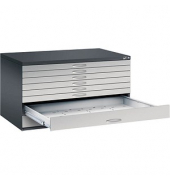 7200 Planschrank silber/schwarz 8 Schubladen