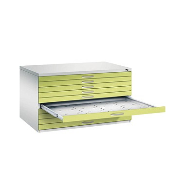 7200 Planschrank grün/grau 10 Schubladen