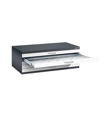 7100 Planschrank weiß/schwarz 5 Schubladen