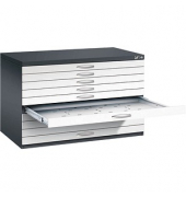 7100 Planschrank weiß/schwarz 10 Schubladen