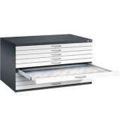 7200 Planschrank weiß/schwarz 10 Schubladen