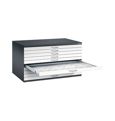 7200 Planschrank weiß/schwarz 10 Schubladen