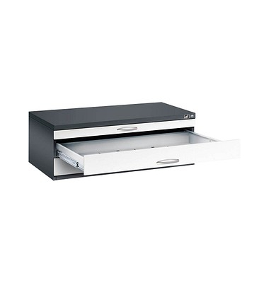 7100 Planschrank weiß/schwarz 3 Schubladen