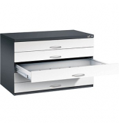 7100 Planschrank weiß/schwarz 5 Schubladen
