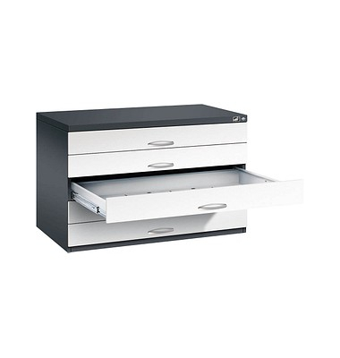 7100 Planschrank weiß/schwarz 5 Schubladen