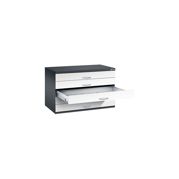 4068427436198 - Zeichnungsschrank DIN A1 5 Schubladen Höhe 760 mm schwarzgrau verkehrsweiß C+P 4068427436198 - Zeichnungsschrank DIN A1 5 Schubladen Höhe 760 mm schwarzgrau verkehrsweiß C+P