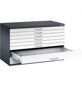 7100 Planschrank weiß/schwarz 8 Schubladen