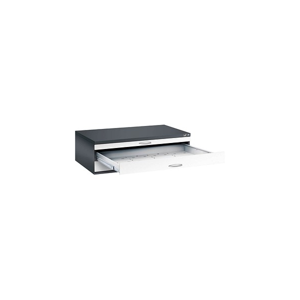 4062084478904 - Zeichnungsschrank DIN A0 3 Schubladen Höhe 420 mm schwarzgrau verkehrsweiß C+P 4062084478904 - Zeichnungsschrank DIN A0 3 Schubladen Höhe 420 mm schwarzgrau verkehrsweiß C+P