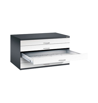7200 Planschrank weiß/schwarz 5 Schubladen