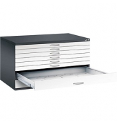 7200 Planschrank weiß/schwarz 8 Schubladen