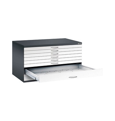 7200 Planschrank weiß/schwarz 8 Schubladen
