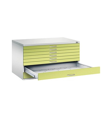 7200 Planschrank grün/grau 8 Schubladen