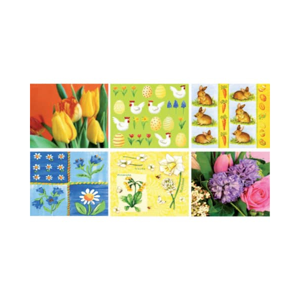 60 Stück PaperDesign Servietten 778488, farbig sortiert / sortiert, 3-lagig, 33x33cm 4037698285866 PaperDesign 20 Stück