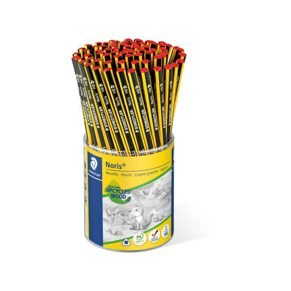 72 Stück Staedtler Bleistift Noris im Köcher, 183-HBKP72, Härte HB, schwarz/gelb 4007817184110 Staedtler