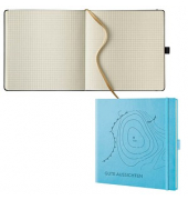 Notizbuch 40044-25-917, Gute Aussichten, blau, 17,5x17,5cm, kariert, 80g, 120 Blatt / 240 Seiten