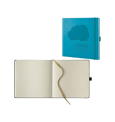 Notizbuch 40044-25-930, Gedanken Cloud, blau, 17,5x17,5cm, kariert, 80g, 120 Blatt / 240 Seiten