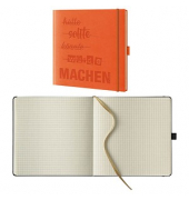 Notizbuch 40044-25-452, 'MACHEN', orange, 17,5x17,5cm, kariert, 80g, 120 Blatt / 240 Seiten