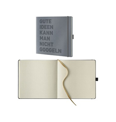 Notizbuch 40044-25-488, gute Ideen, grau, 17,5x17,5cm, kariert, 80g, 120 Blatt / 240 Seiten