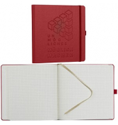Notizbuch 40044-25-757, unmögliches möglich machen, rot, 17,5x17,5cm, kariert, 80g, 120 Blatt / 240 Seiten